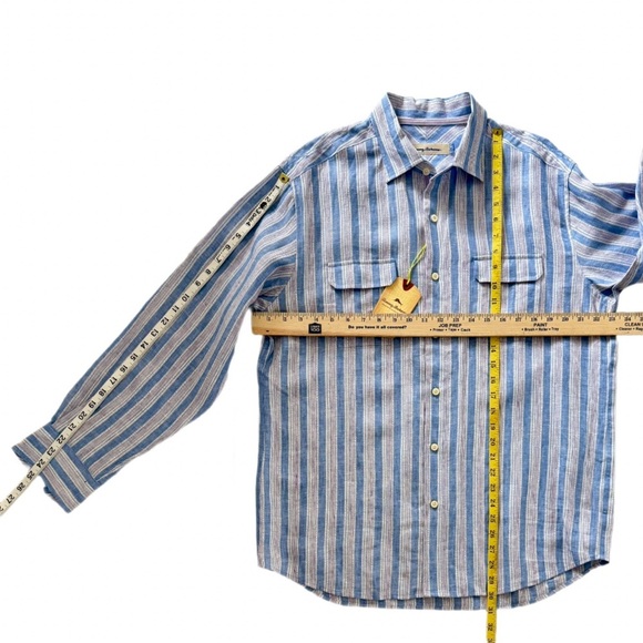 NWT Tommy Bahama BELIZE ME STRIPE Long Sleeve Linen Shirt – Size Medium - Picture 6 of 11